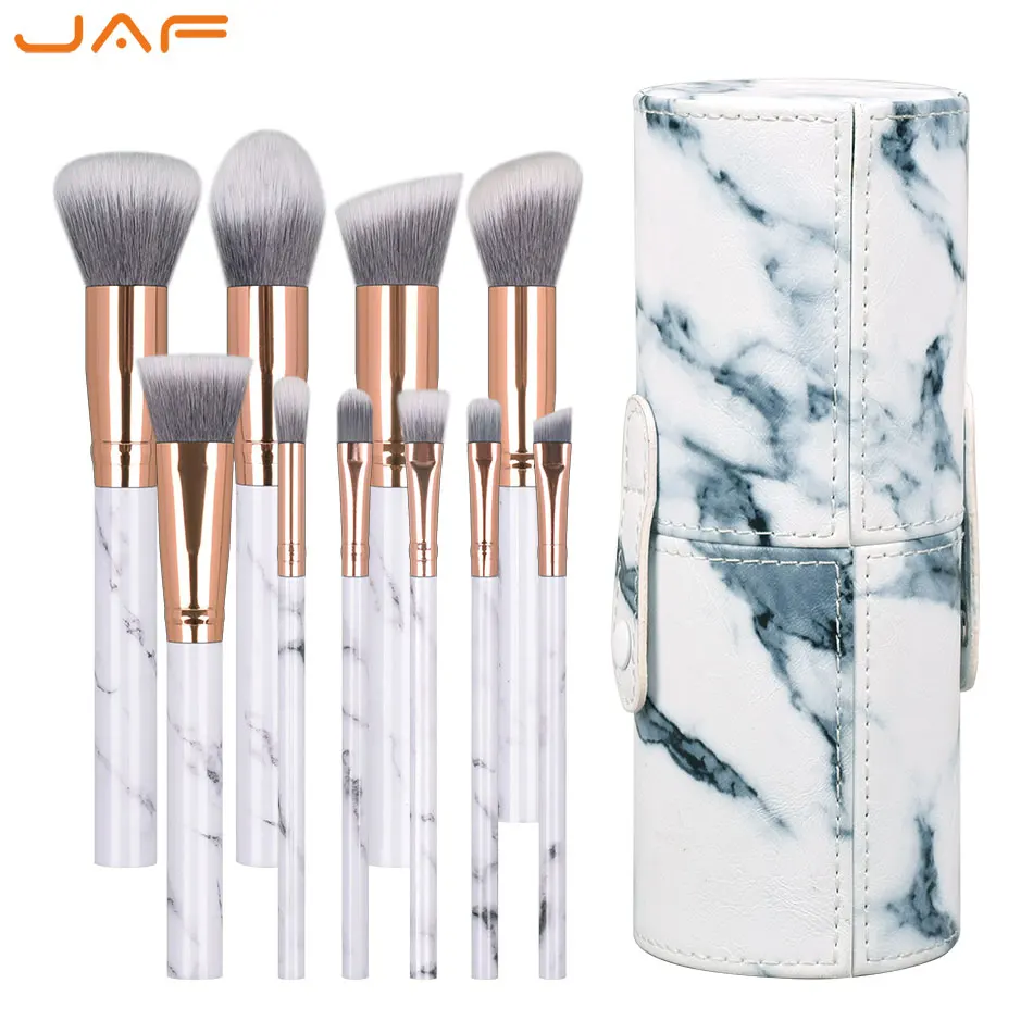 Jaf 10 ピース セット大理石メイクブラシホルダーローズゴールドブラシメイクアップホルダー合成化粧ブラシケース J1024 D アイシャドウ アプリケーター Aliexpress