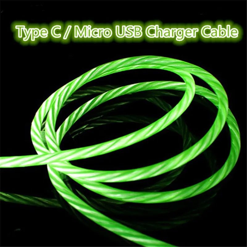 Mi cro USB и type C зарядный кабель для Xiaomi mi 9 SE Play Red mi 7 pockphone F1 светодиодный светящийся провод для передачи данных для sony Xperia XA1 XA2