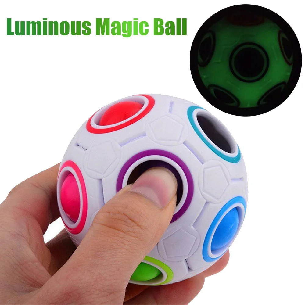 

New Luminous Stress Reliever Rainbow Magic Ball Plastic Cube Twist Puzzle Toys For Kids Gift 15