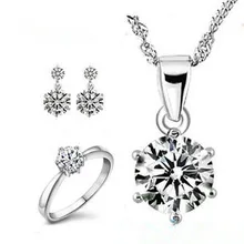Новое поступление высококачественный Блестящий Цирконий 925 пробы серебряные Свадебные украшения наборы/кольца/серьги гвоздики/ожерелья подарок