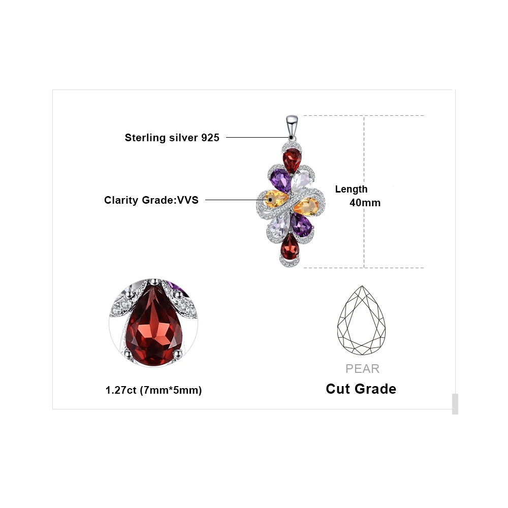 JewelryPalace 6ct натуральный аметист гранат цитрин кулон с зеленым аметистом 925 пробы