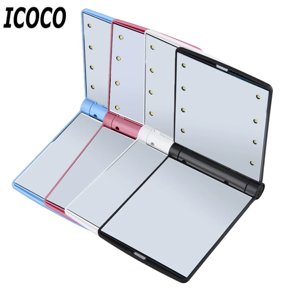 ICOCO Portable Foldable Magnetic Opening LED Make Up Mirror Lady Cosmetic Vanity Mirror Gift