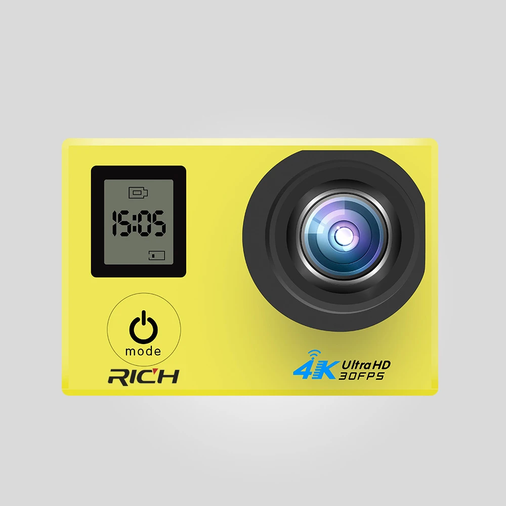 Экшн камера RICH V903D 4K/30FPS 2 7 K двойной ЖК дисплей 16 МП Wi Fi Спортивная 30 м