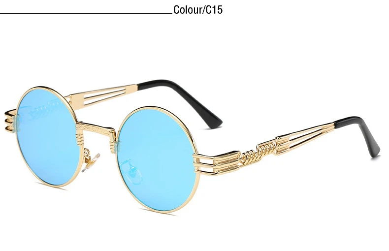 Высококачественные готические стимпанк Модные мужские солнцезащитные очки круглые женские дизайнерские винтажные металлические солнцезащитные очки UV400 Oculos de sol - Цвет линз: T2666 C15