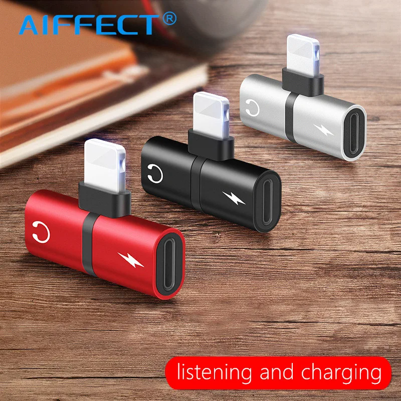 

AIFFECT Mobile phone 2 in 1 Splitter For Lightning Audio Charging Adapter For iPhone 7 8 Plus/X Headphone Splitter Converter