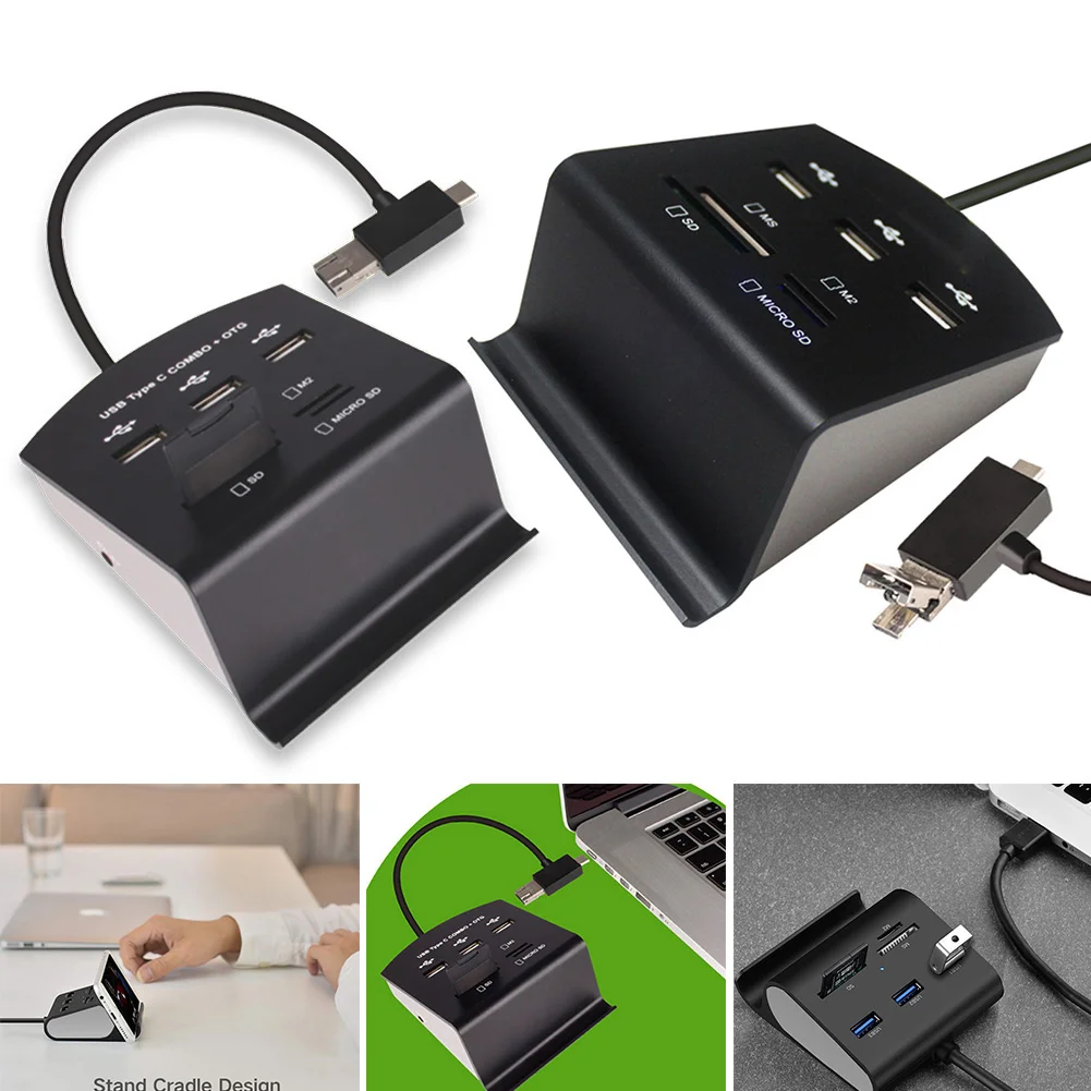

Multifunctional Card Reader TF/ 7 Ports 4 Card Slots Phone Stand USB Hub USB 3.0 For TF Card