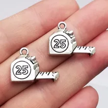 20 piezas/lote -- 23x16mm, encantos de cinta Regla de medición Chapado en plata antigua, suministros de bricolaje, accesorios de joyería