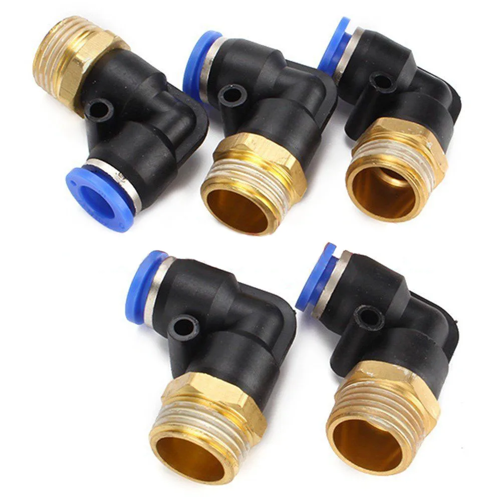 5 x Elbow Pneumatic Jointer Quick Connector Fittings 1/2 Inch BSPT 10mm