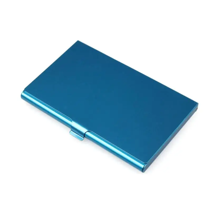 Креативный чехол для визиток из нержавеющей стали, алюминиевый держатель, металлическая коробка, чехол для кредитных визиток, держатель для карт, металлический кошелек для мужчин - Цвет: Синий