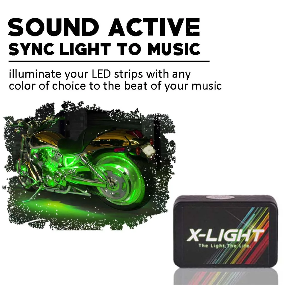 X светильник 60LED пользовательский мотоцикл Accent Neon 10 Chrome Pod LIGHT Kit 18 + Color Smart 3 в 1 LED Music