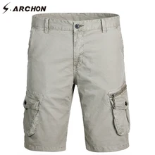 S. ARCHON летние классические повседневные х/б мужские шорты Свободные карго шорты на молнии с несколькими карманами простые пляжные рабочие шорты для мужчин