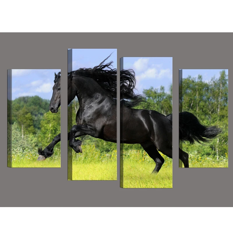 

4pcs/set Diy Diamond Painting full square drill home decor Painting Cross Stitch Embroidery Black Horse Mosaic picture BK-3010