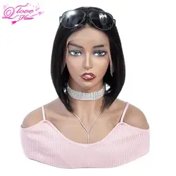 Queen Love 100% человеческие волосы короткие парики 13x4 бразильские волосы remy парики шнурка спереди человеческие волосы парики прямые волосы боб