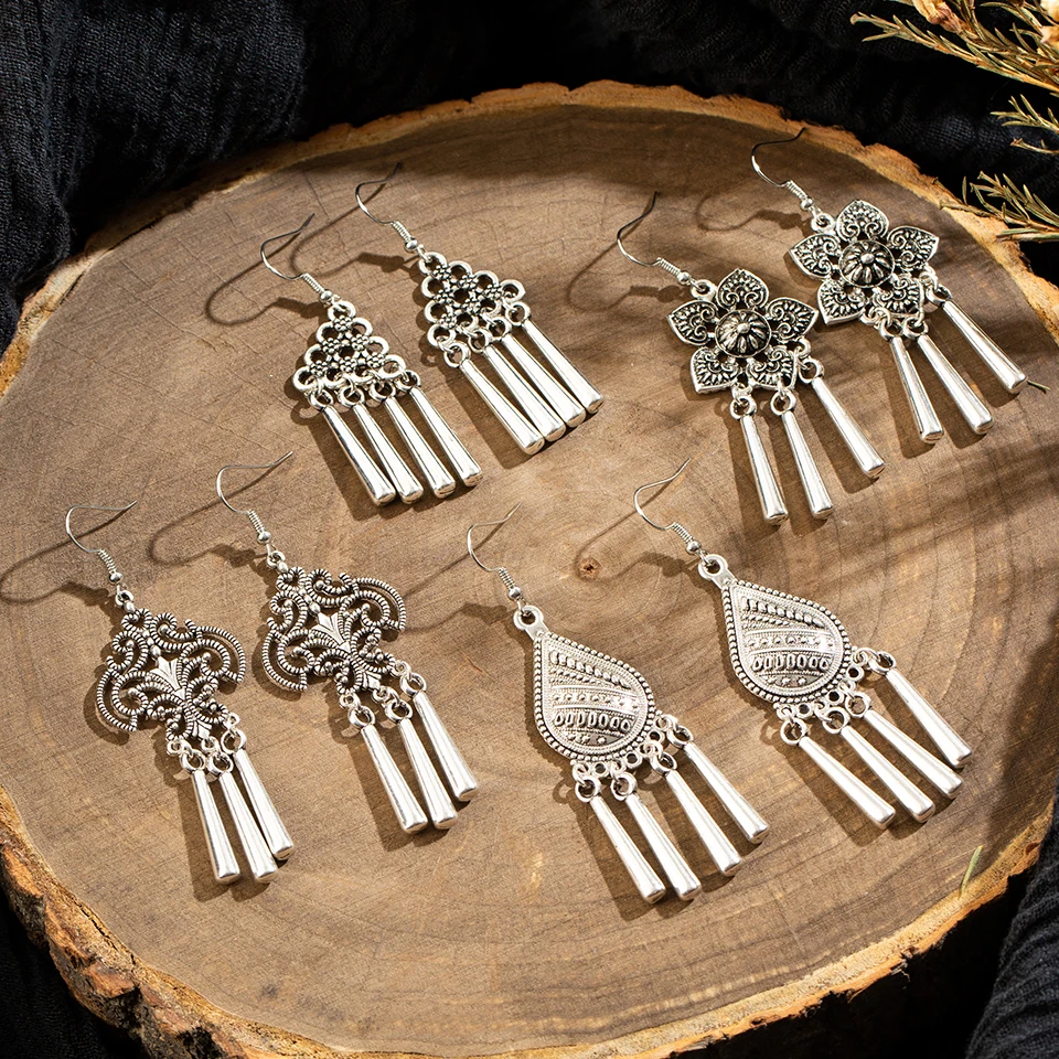 Женские Висячие серьги в этническом стиле Boho серебряные на свадебную вечеринку
