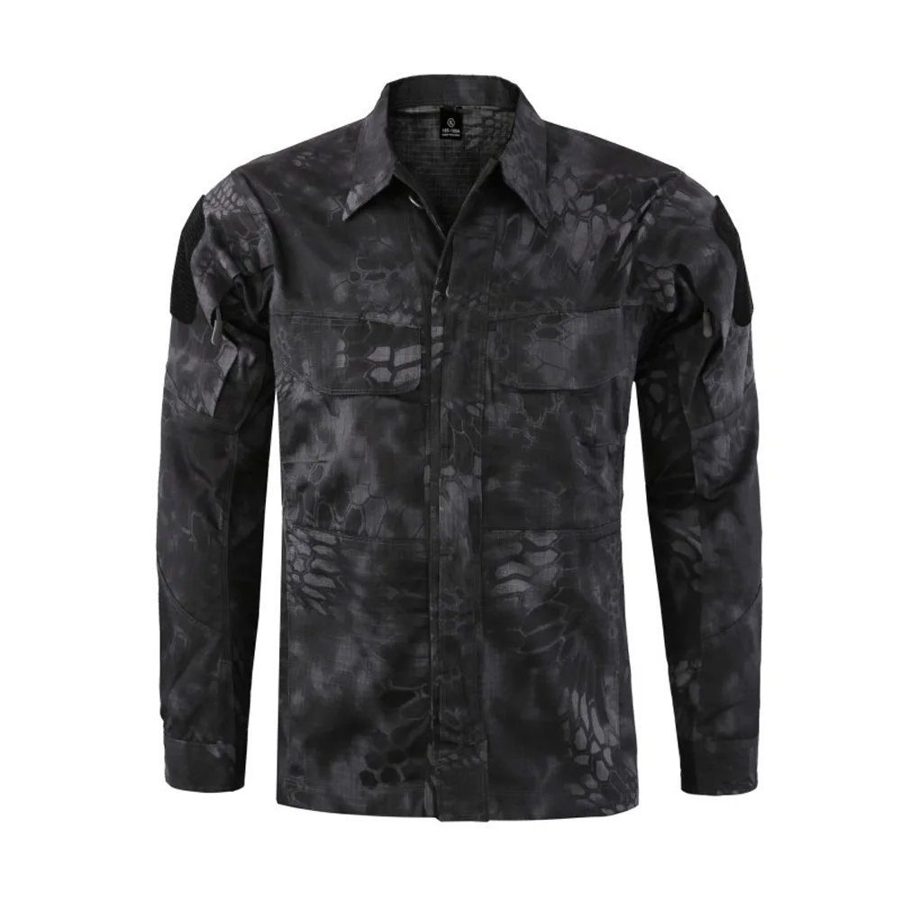 TENNEIGHT тактическая Мужская камуфляжная рыболовная рубашка для кемпинга походная рубашка дышащая мужская Военная охота Быстросохнущий Топ - Цвет: Black crepe