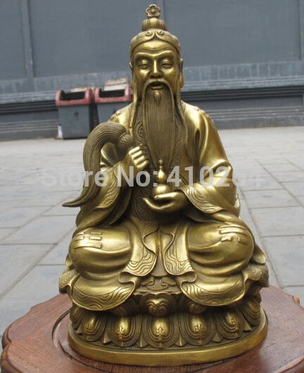 

Chinese pure Brass Carved Taoism Lord Lao Zi Taoist buddha statue