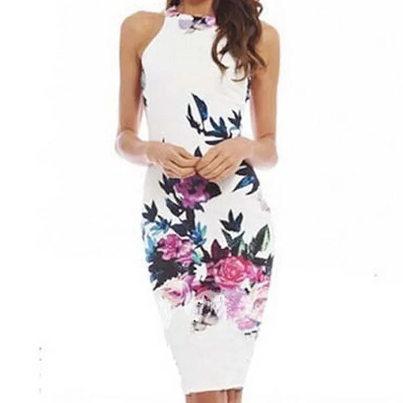 S M L XL font b Sexy b font Floral Casual Slim font b Dress b