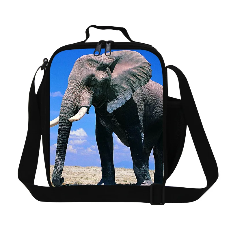 Us 16 89 35 Off New Design Elephant Pattern Children Lunch Bag 3d Animals Printed Box Men Small Casual Travel Picnic Christmas Gift In