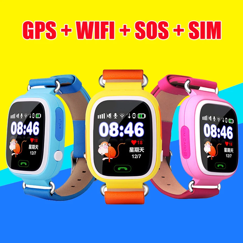 

RUIJIE Q90 Smart Watch Baby GPS Location Device 1.22 inch Color Touch Screen SIM Card Call WIFI SOS Fashion Children Watch