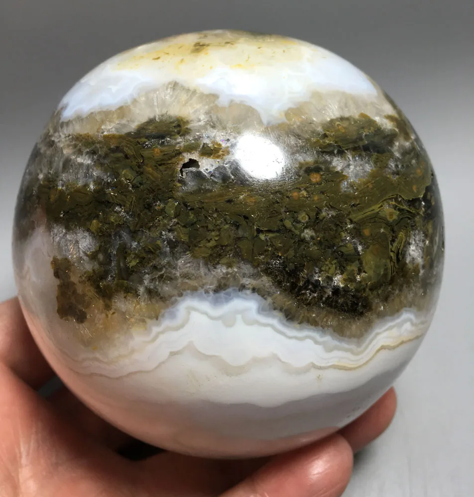 

1301g NATURAL OCEAN JASPER QUARTZ CRYSTAL SPHERE BALL HEALING Specimens stones and crystals minerals Home Decoration GIFT