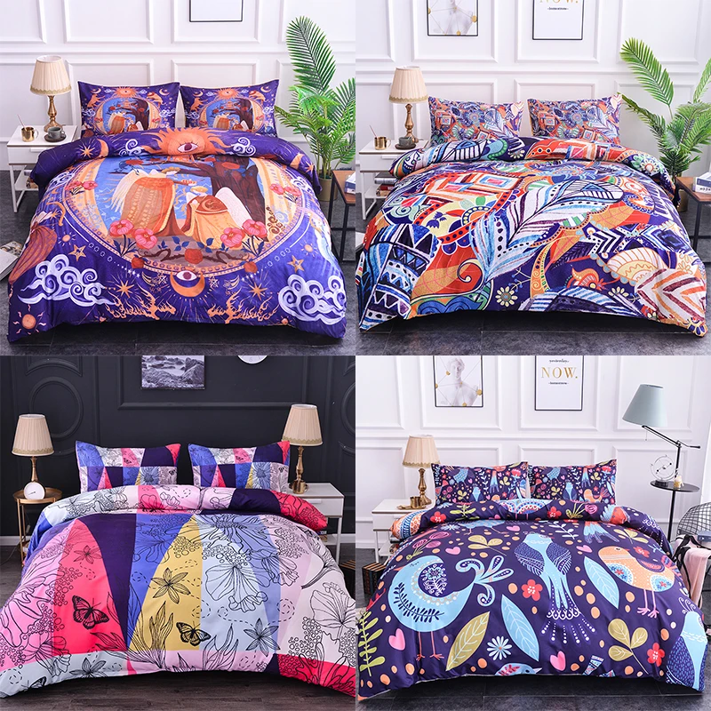

Boniu Grimm's Fairy Tales Pattern Kids Bedding Set 2/3pcs Colorful Cartoon Print Softest Duvet Cover Twin Size Quilt Pillowcases