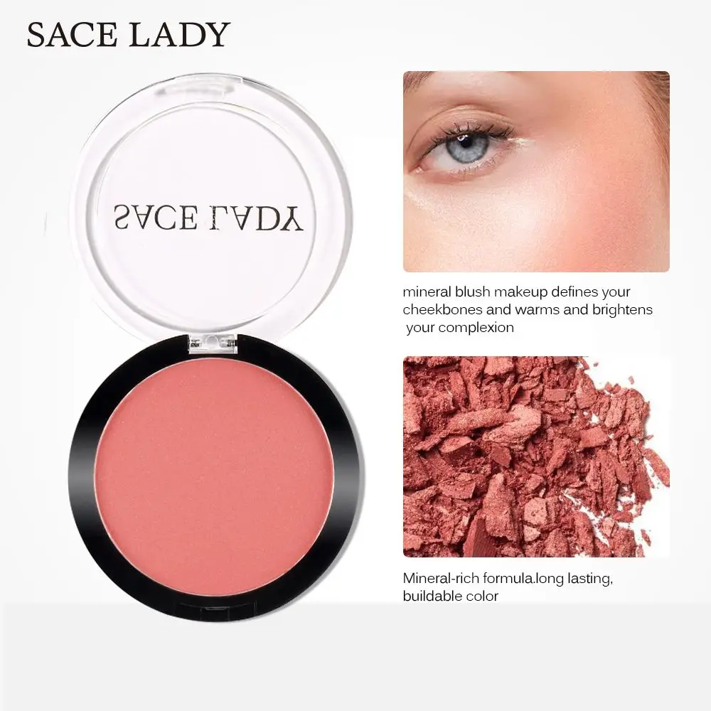 

SACE LADY Professional Peach Blusher Brighten Face Oil Free Power Rose Blusher Matte 4 Color Blusher Face Cheek Contour Powder