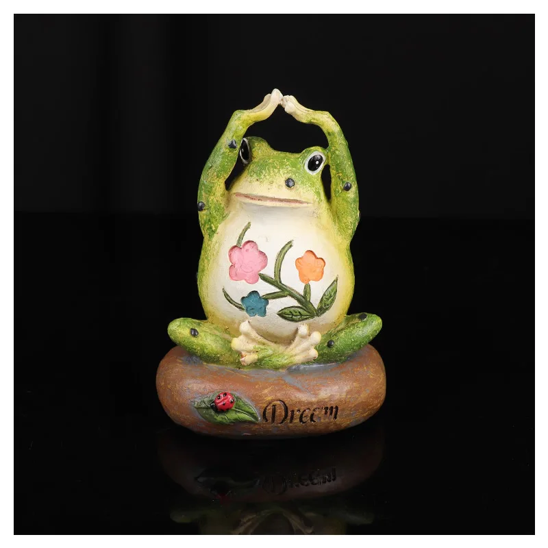Cute Creative Yoga Frogs Statue Decorative Sitting Frog Outdoor ...
