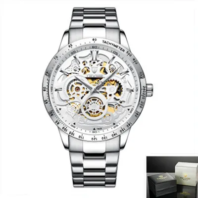TEVISE часы мужские многофункциональные автоматические механические часы tourbillon полые водонепроницаемые спортивные деловые мужские часы 19New - Цвет: White Add box