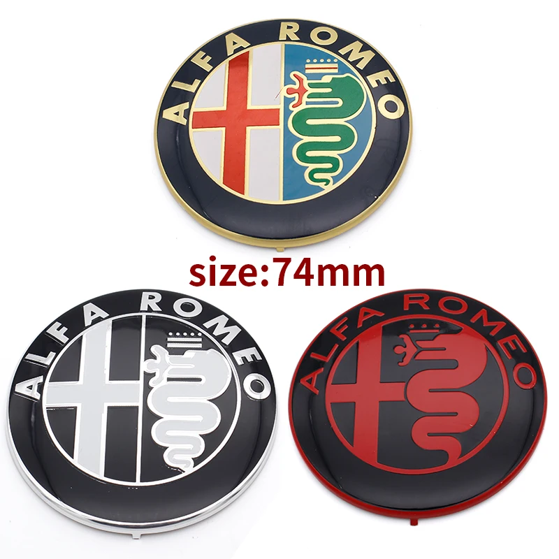 100 шт/партия 74 мм черный белый ALFA ROMEO Автомобильный логотип для Mito 147 156 159 166 Giulietta Spider gt-эмблема значок стикер бесплатно