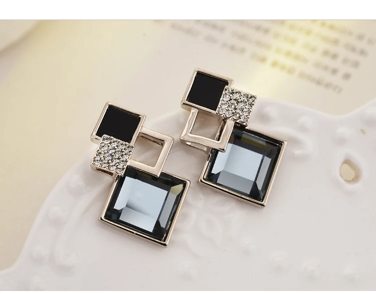 fashion rhombus geometry crystal stud earrings 08