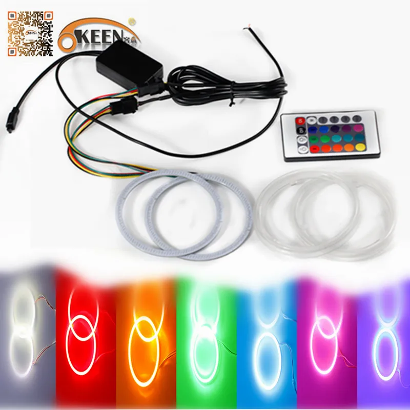 

1 Set Multi-Color 8 9 10 11 cm RGB COB Angel Eyes Light & Halo Ring Remote Control Kit Colorful Waterproof Round Ring Head Lamp