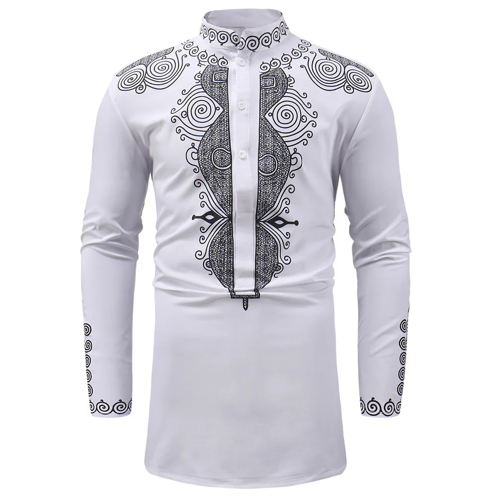 Африканская рубашка Мужская модная печатная Футболка с коротким рукавом Повседневная рубашка Топ Блузка