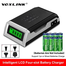 VOXLINK – chargeur de batterie Intelligent avec écran LCD, avec 4 emplacements, pour piles rechargeables AA/AAA NiCd NiMh