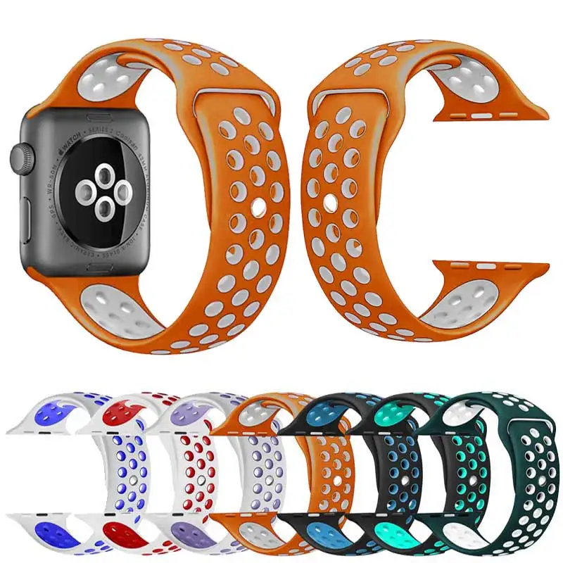 

Silicone strap for Apple watch band 42mm 38mm bracelet sport wrist watch belt Rubber watchbands for iwatch 3/2/1 Nike+metal knot