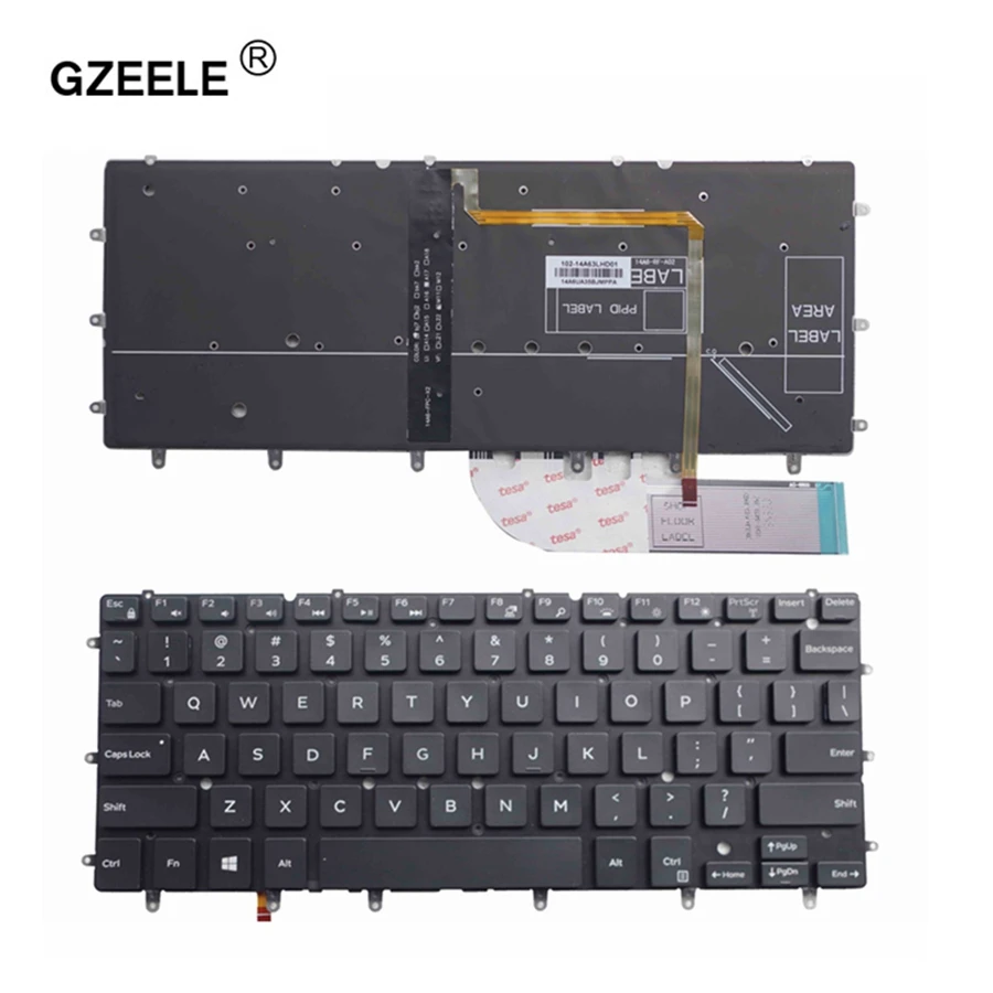 GZEELE США подсветкой Клавиатура для ноутбука DELL Inspiron XPS 13 7000 7347 7348 7352 7353 7359 15 7547 7548 9343 9350 9360 N7548 черный