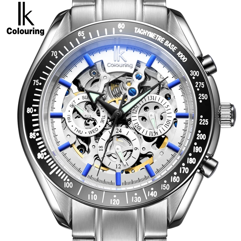 IK Brand Luxury Automatic Mechanical Men s font b watch b font 24 hours Display Skeleton