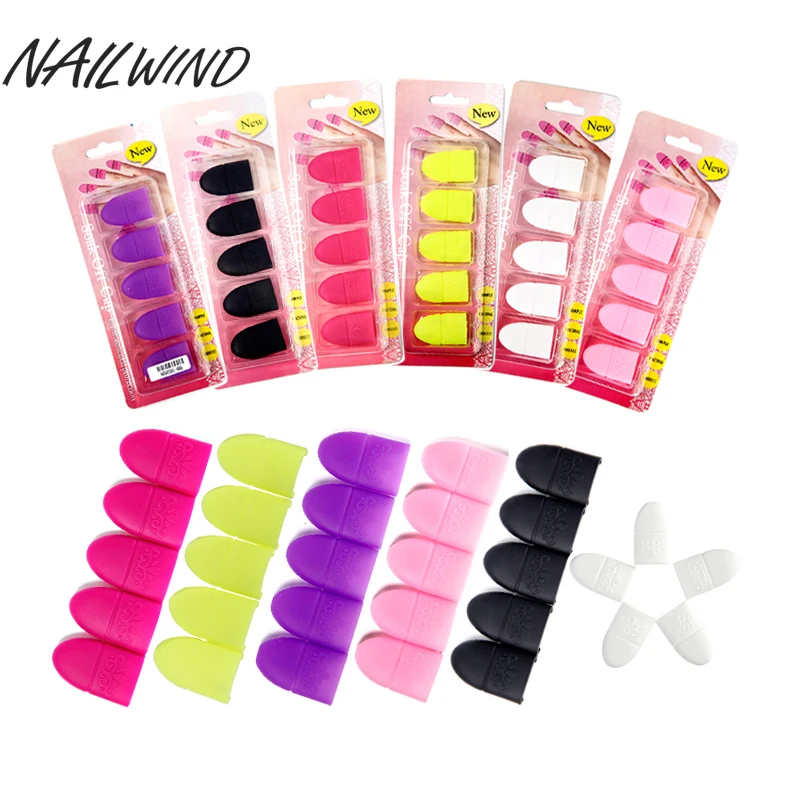 

NAILWIND 5pcs Colorful Nail Art Tips UV Gel Polish Remover Wrap Elastic Soak Off Cap Clip Manicure Cleaning Varnish Tool