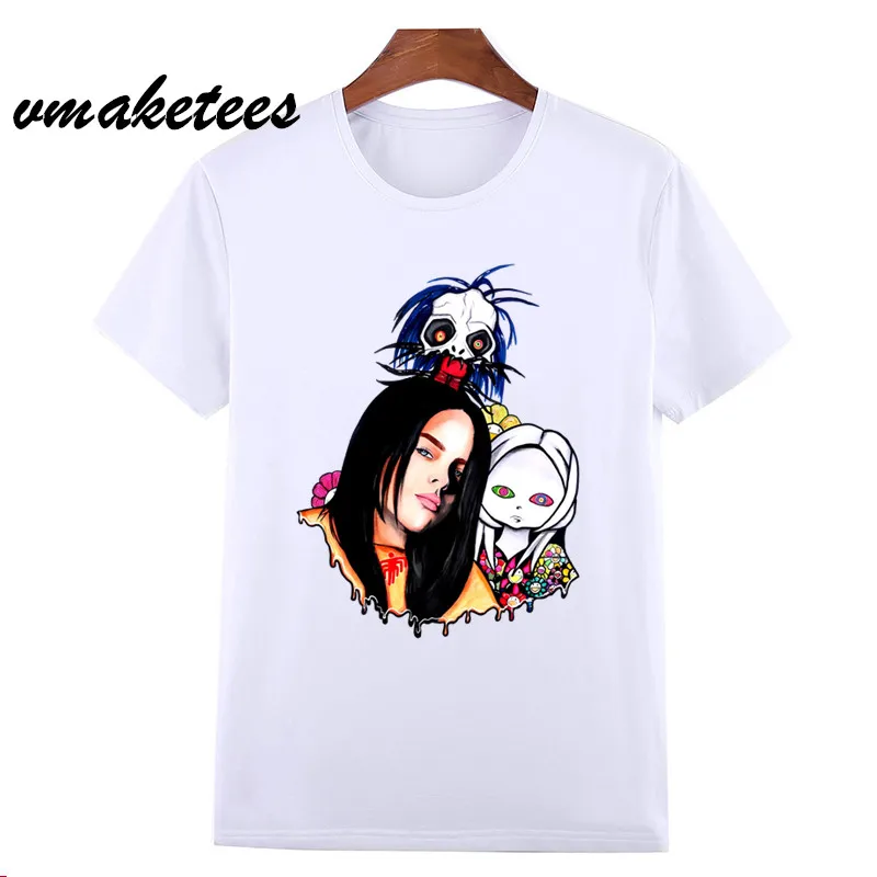 Новое поступление Billie Eilish футболка для мужчин и женщин с принтом модная коротким