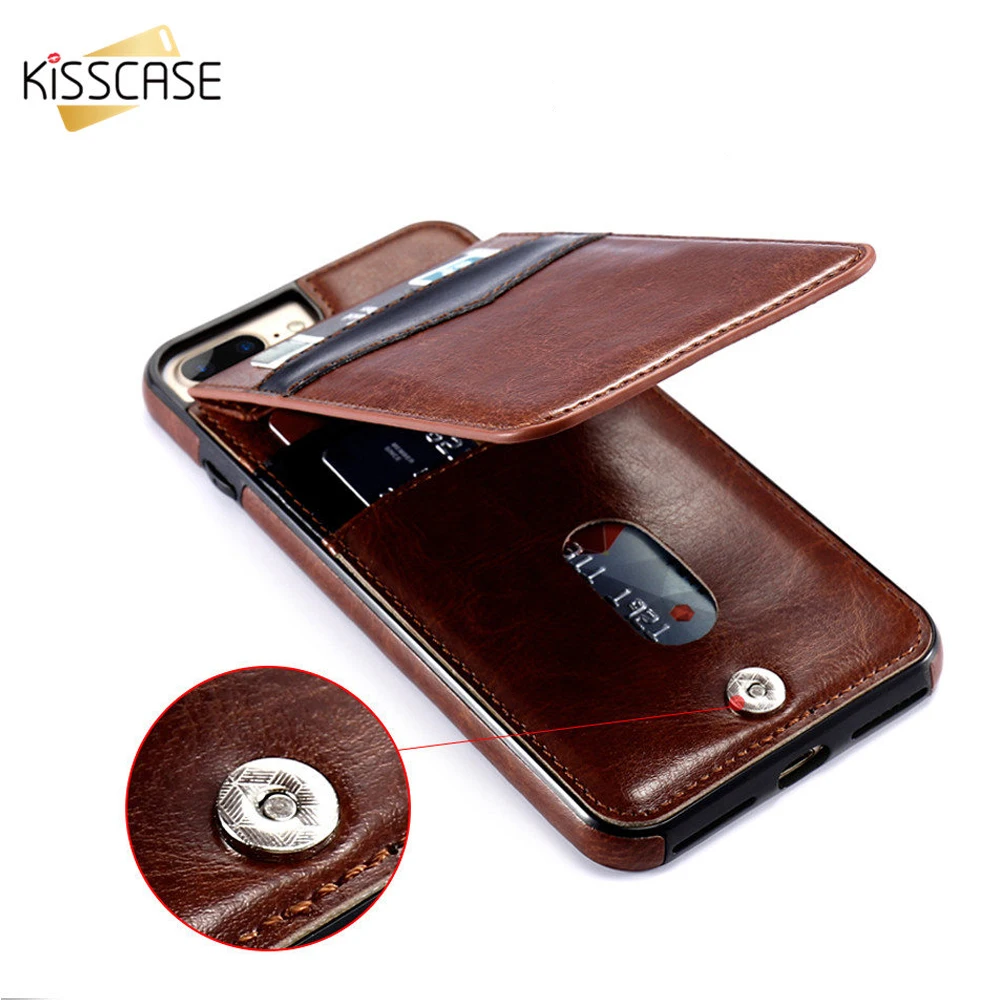 KISSCASE Кожаный чехол на айфон 8 7 6S 6 Plus Ретро чехол для карт слотов для iPhone X 8 7 6 6s Plus Вертикальные флип телефонные корпуса для корпусов