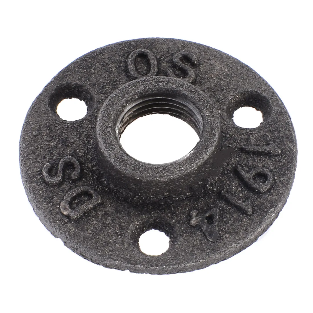 1/2" 3/4" Mayitr Thread Iron Pipe Fittings Wall Mount Floor Piece Malleable Iron Pipe Fittings Plumbing Tools