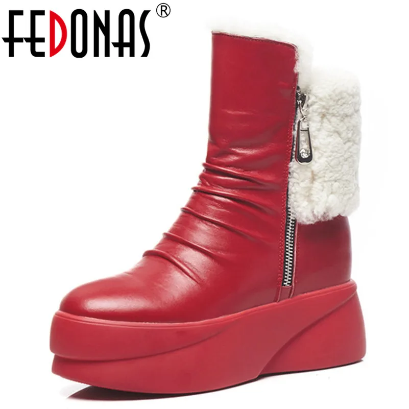 

FEDONAS New Arrival Ankle Boots For Women Wedges Heels Warm Winter Shoes Woman Round Toe Short Ladies Boots Sexy Female Shoes