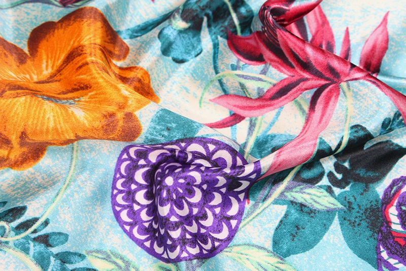 O CHUANG шелковый шарф для женщин Весна Лето цветы Printe бренд платок шаль квадратный платок шарфы обертывания 90x90 см