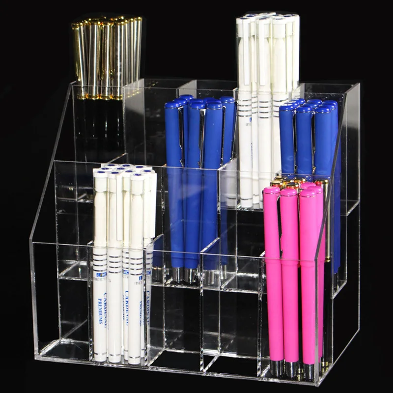 

New Clear Acrylic 3 Layers 15 Grids Nail Polish Rack Holder Eyeliner Organizer Storage Makeup Tools Pencil Box Display Shelf