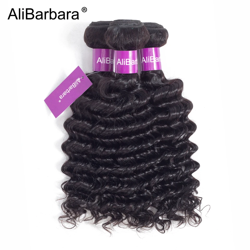 AliBarbara Hair Brazilian Deep Wave Hair 3 Bundles Remy Human Hair Extension Natural Black Double Weft Can Be Dyed Bleach AliBarbara Hair Brazilian Deep Wave Hair 3 Bundles Remy Human Hair Extension Natural Black Double Weft Can Be Dyed Bleach