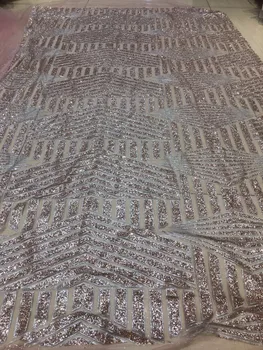 

French net lace fabric with glued glitter decoration yaking-7502embroidery net lace fabric