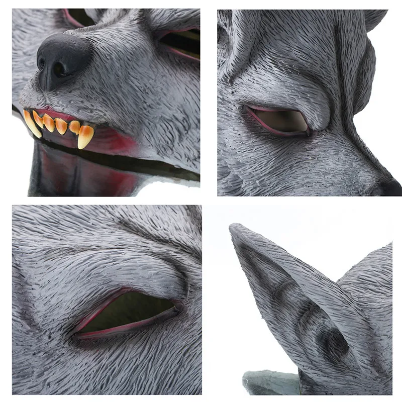 Animal Wolf Head Half Face Latex Party Mask Halloween Dance Party Costume New Year XMAS Masks Theater Toys Fancy Dress Festival (8)