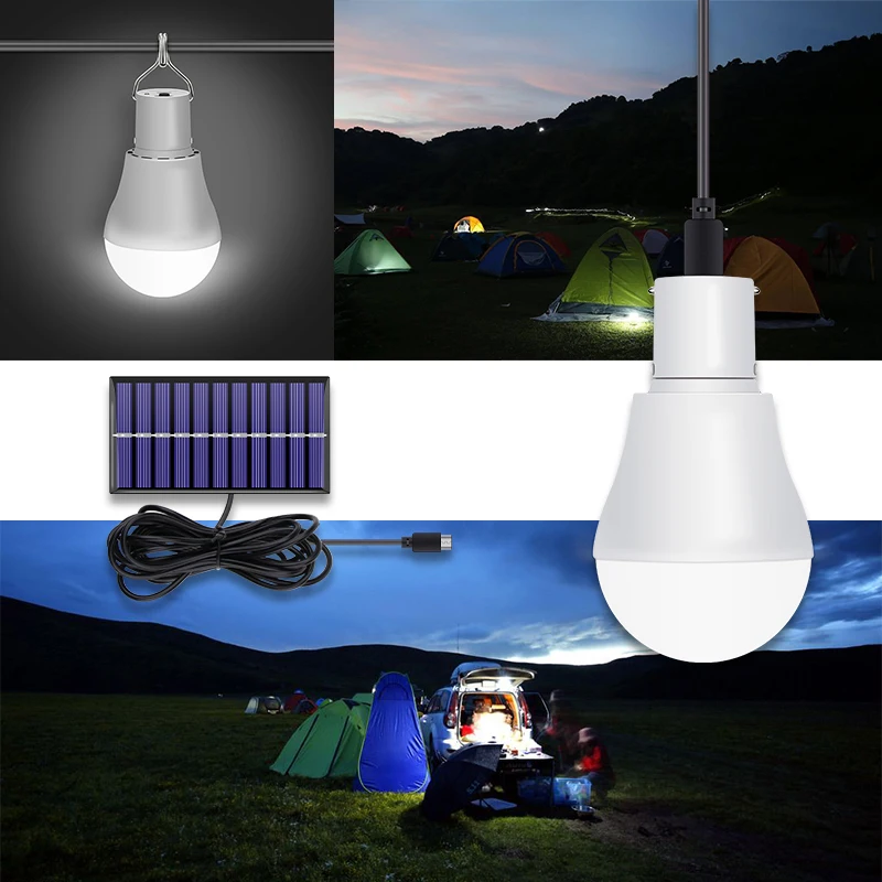 

Portable LED Solar Lamp 15W Outdoor Led Solar Power Light 5V-8V USB Rechargeable lampara led Solar Bulb for Camping Tent Lantern