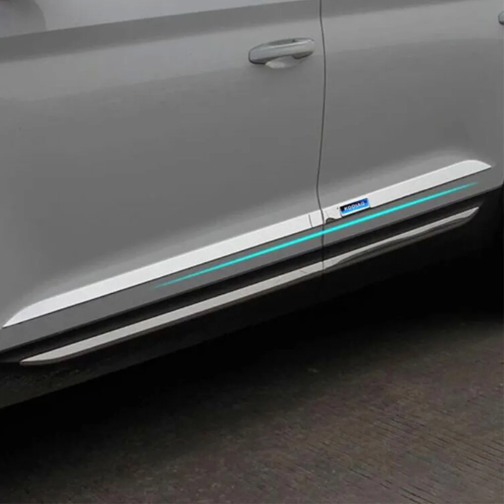 

MONTFORD For Skoda Karoq 2017 2018 Stainless Steel Side Door Body Garnish Cover Trims Strip Molding 4Pcs Car Styling
