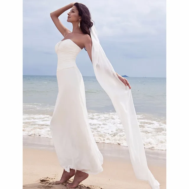 Sheath Column Ankle Length Wedding Dress