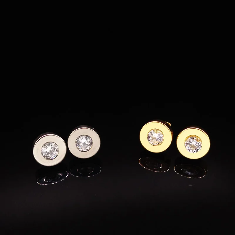 

2019 Fashion New Stainless Steel Earrings For Women Men Round Gold Silver Stud Earings Jewelry acero inoxidable 168112